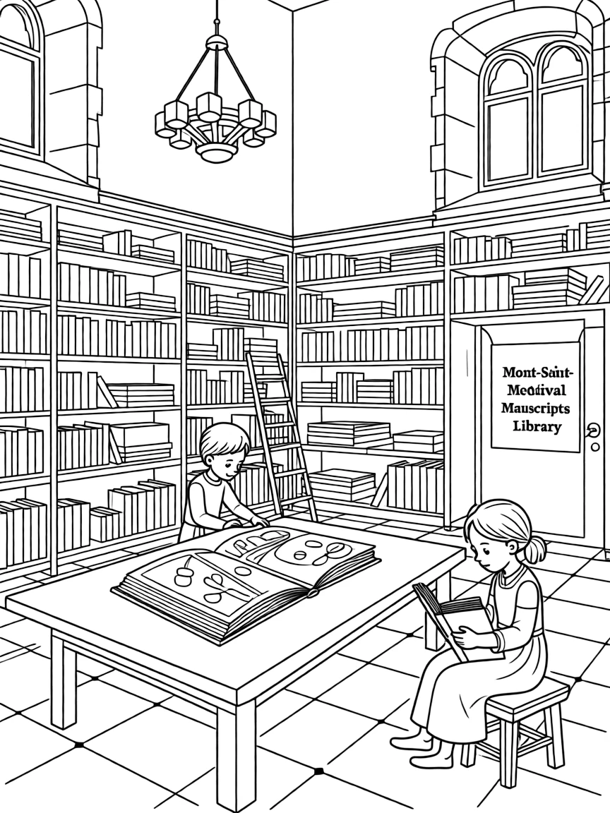(France) Mont-Saint-Michel medieval manuscripts library