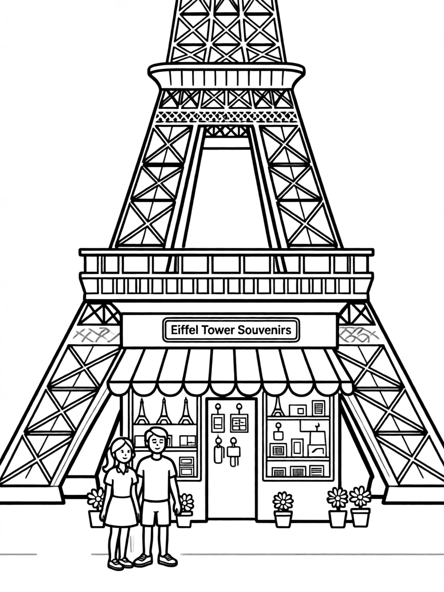 (France) Eiffel Tower souvenir shop at base