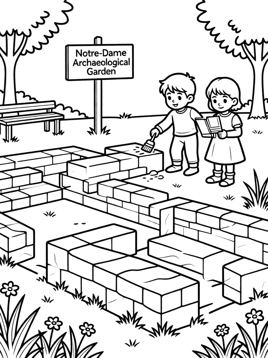 (France) Notre-Dame archaeological garden medieval foundations