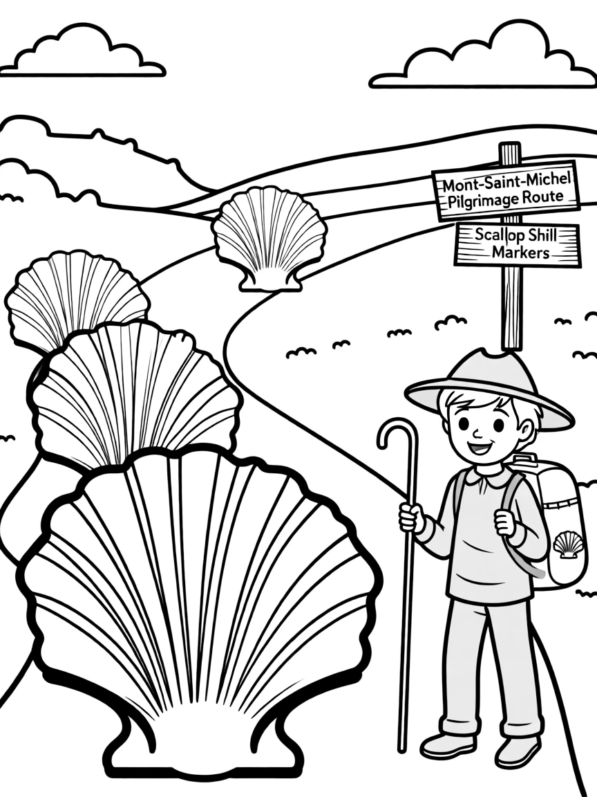 (France) Mont-Saint-Michel pilgrimage scallop shell markers