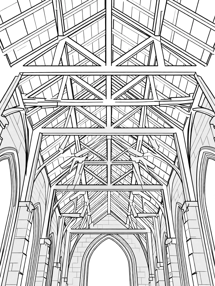 (France) Notre-Dame timber framework roof structure