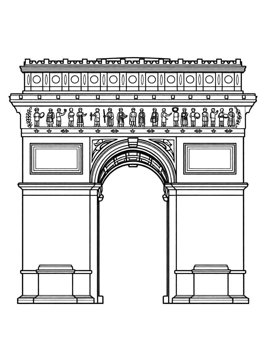 (France) Arc de Triomphe historical timeline frieze