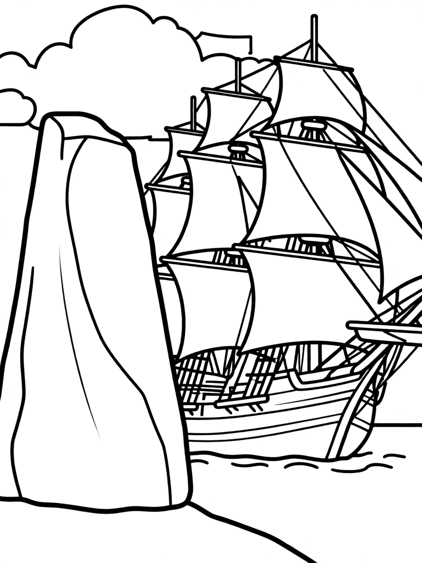 (Massachusetts) Plymouth Rock with the Mayflower ship in the background