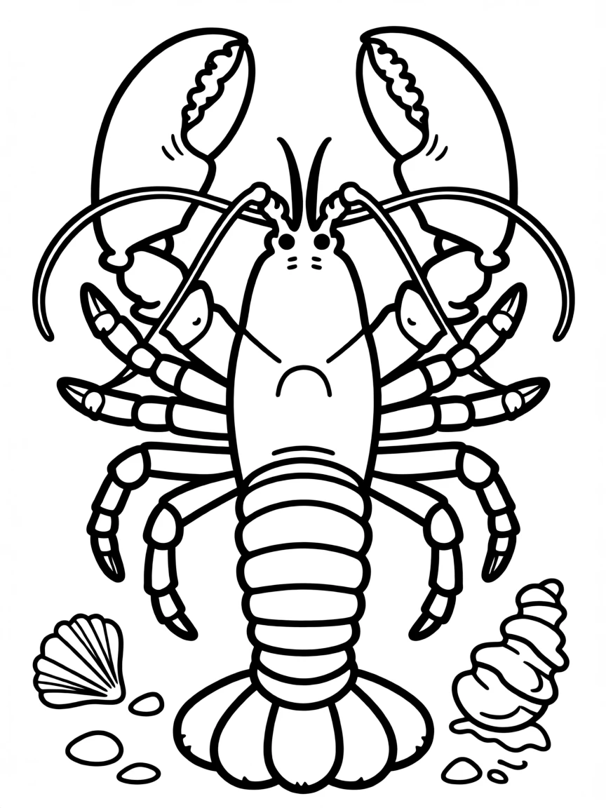 (Massachusetts) Lobster with claws and antennae for coloring