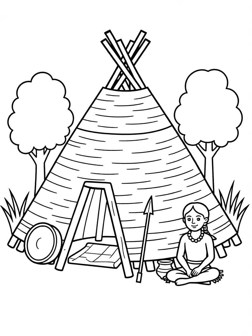 (Massachusetts) Native American wigwam dwelling