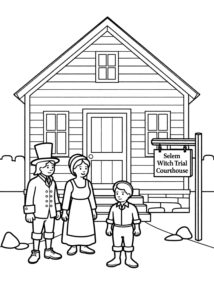 (Massachusetts) Salem witch trial courthouse scene