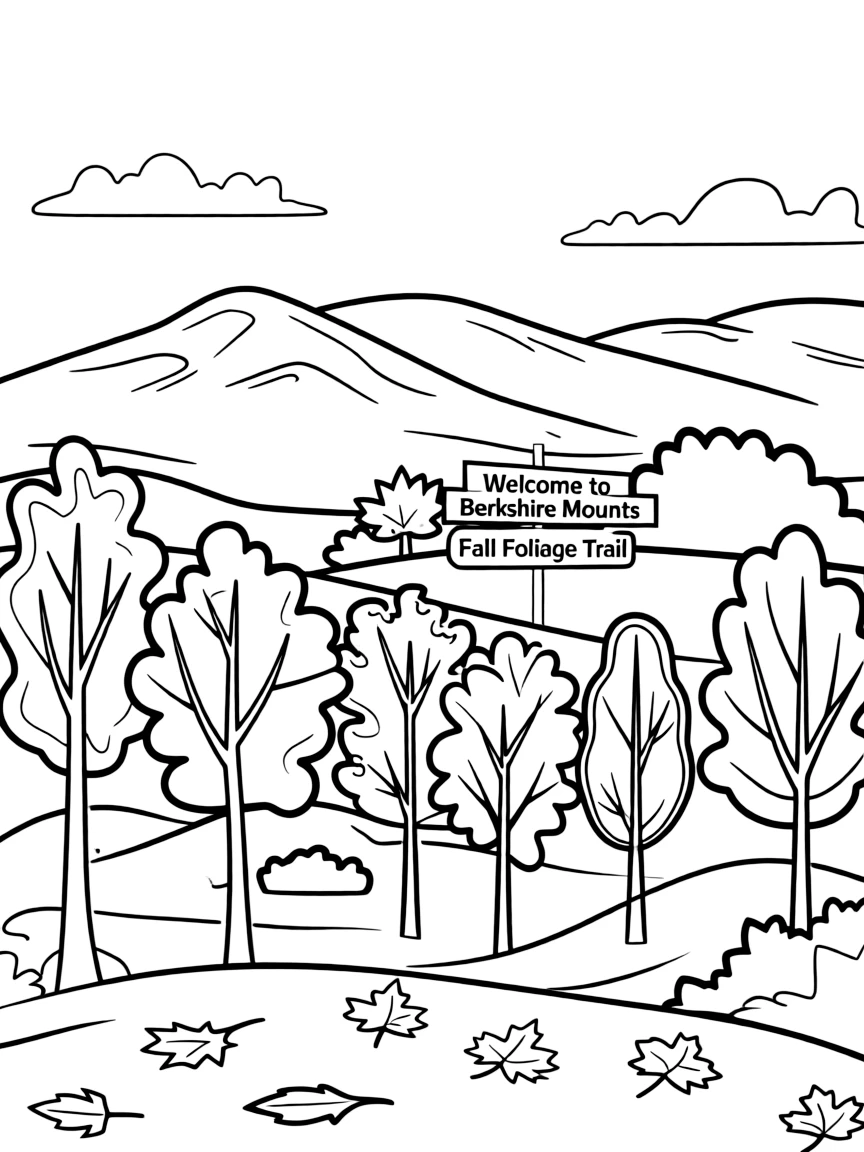 (Massachusetts) Berkshire Mountains landscape with fall foliage
