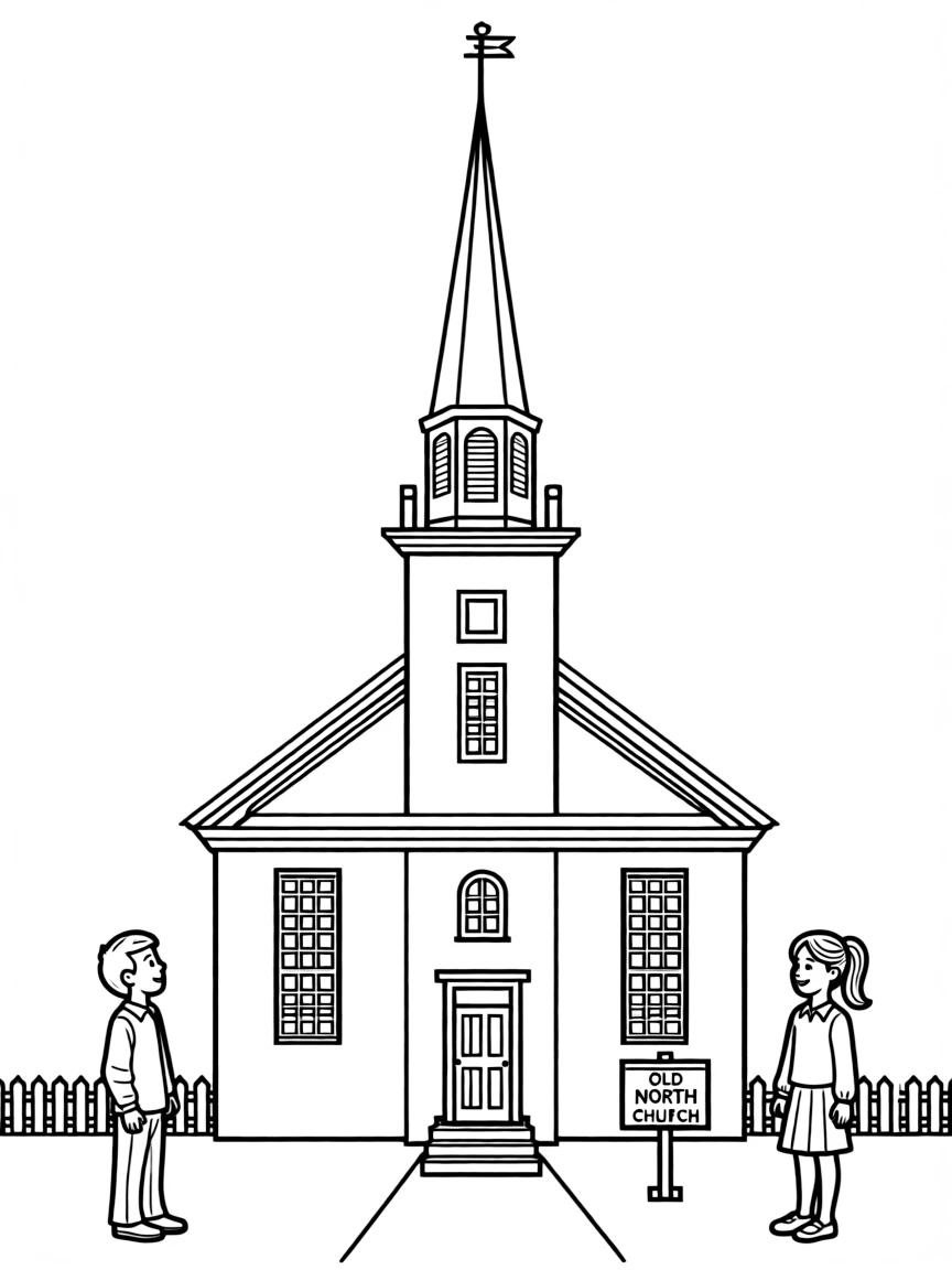 (Massachusetts) Old North Church with its famous steeple