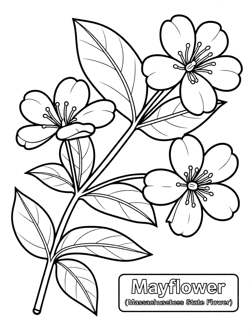 (Massachusetts) Mayflower flower, the state flower