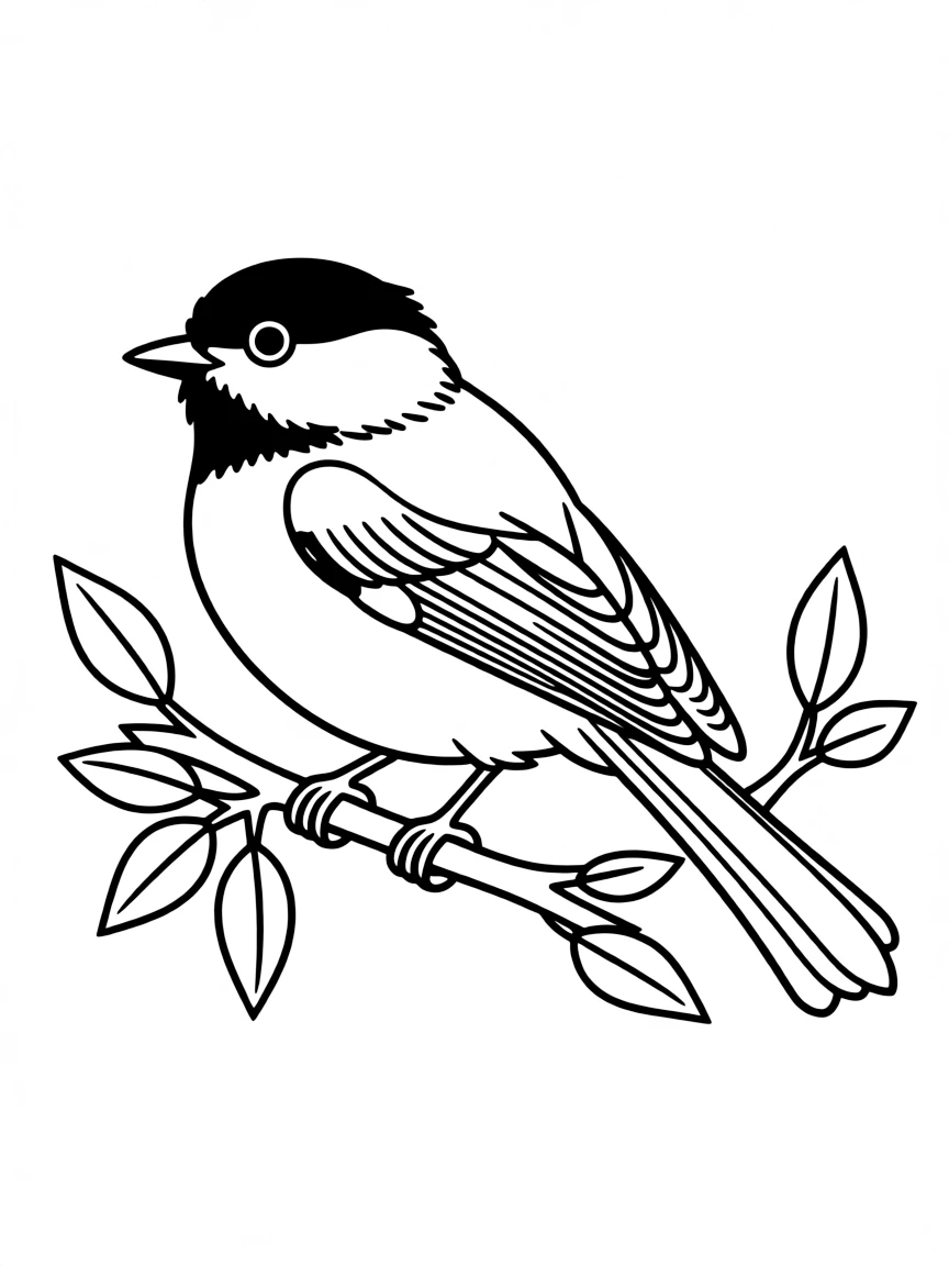 (Massachusetts) Chickadee bird perched on a branch