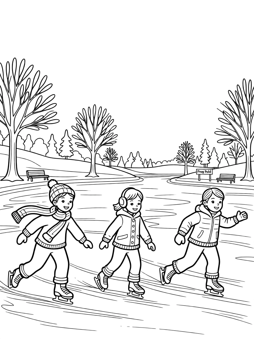 (Massachusetts) Ice skating on Frog Pond in winter