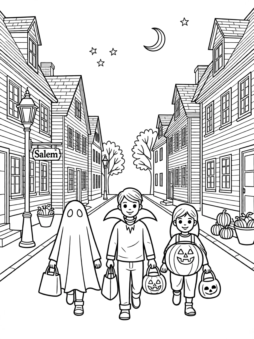 (Massachusetts) Trick-or-treating in Salem at Halloween