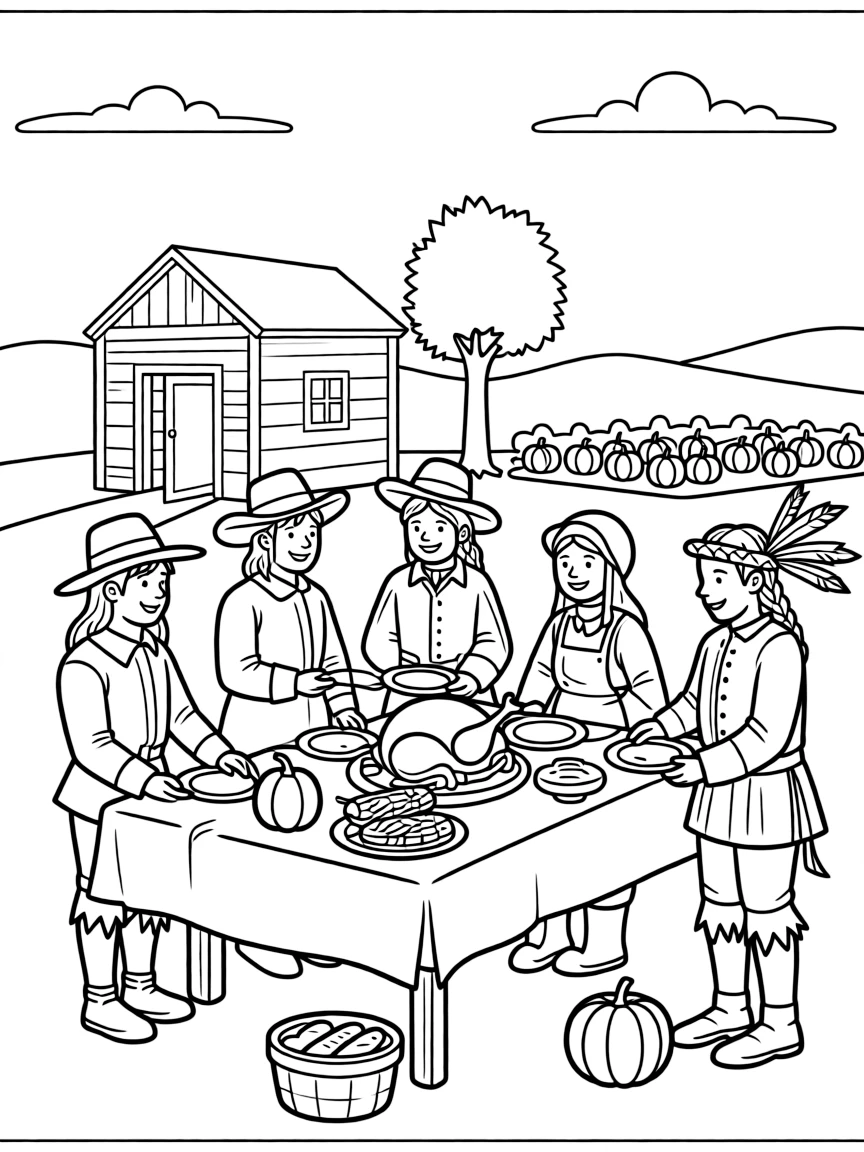 (Massachusetts) Thanksgiving dinner with Pilgrims and Native Americans