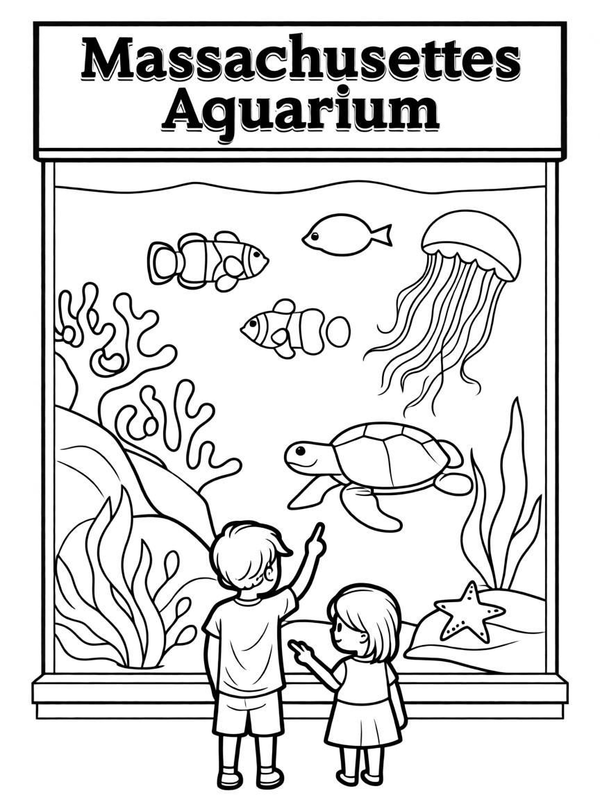 (Massachusetts) Aquarium with fish and sea creatures