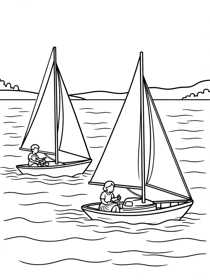 (Massachusetts) Sailing boats in Massachusetts Bay
