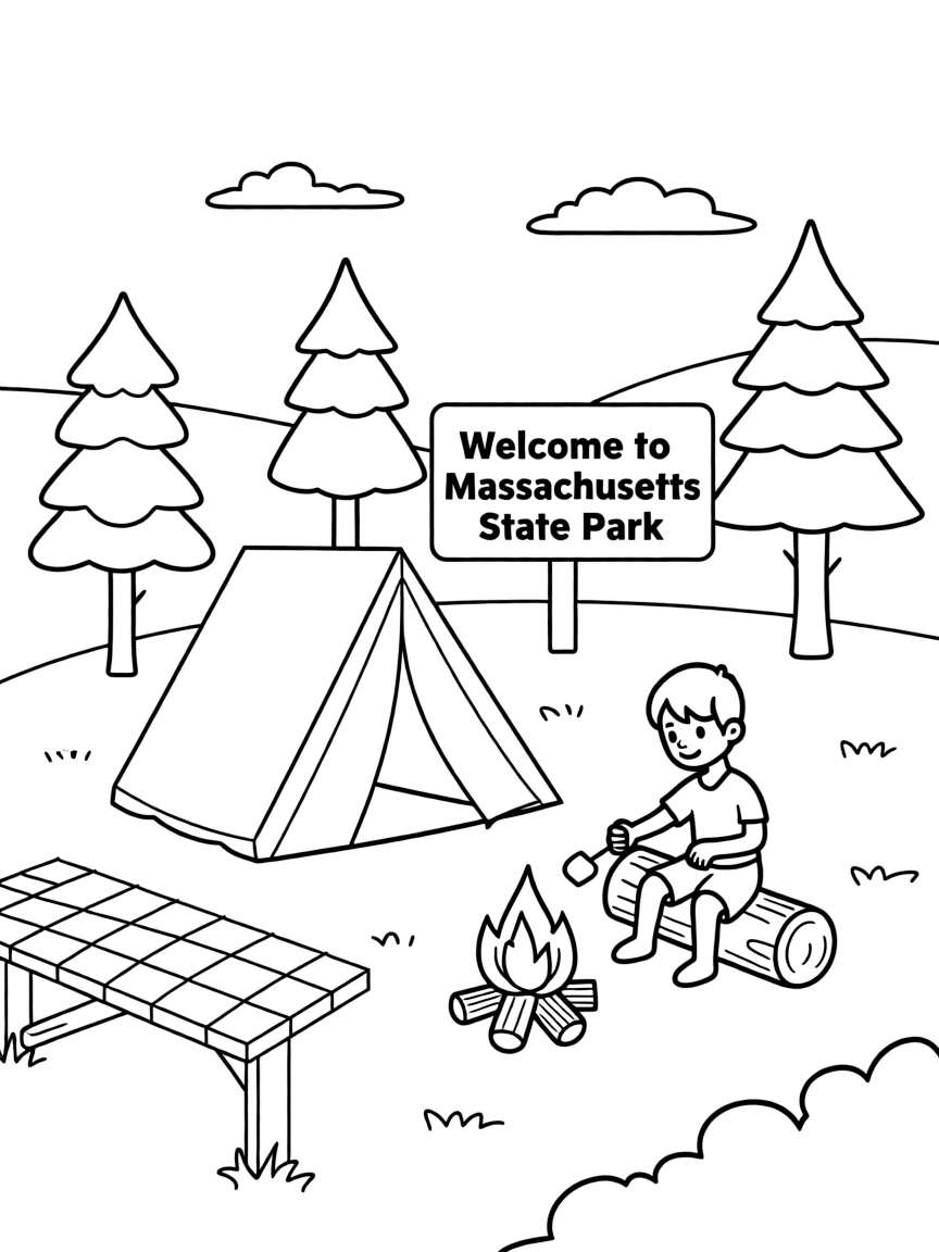 (Massachusetts) Camping scene in state parks