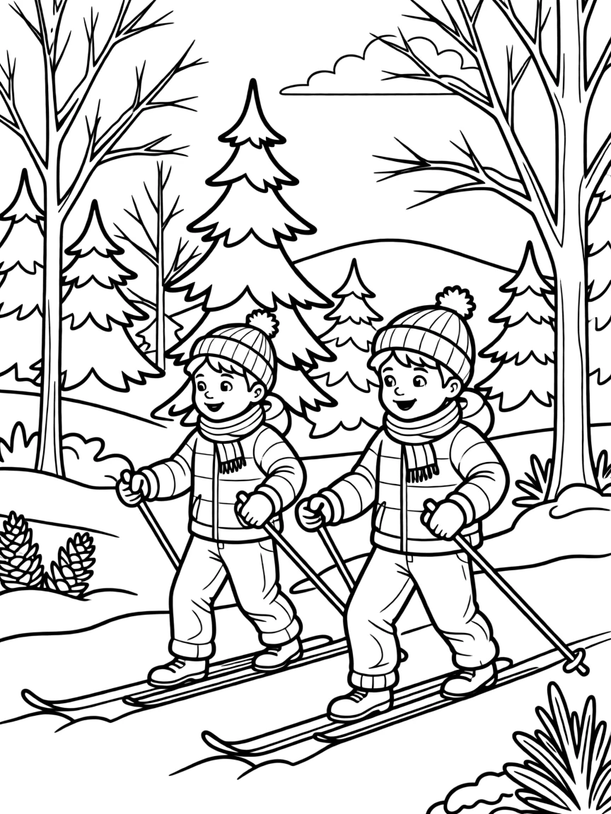 (Massachusetts) Cross-country skiing in winter forests