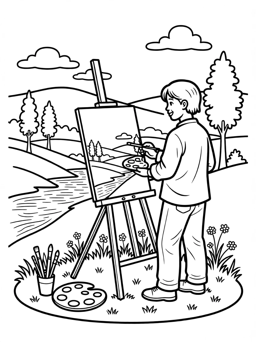 (Massachusetts) Artist painting landscapes in the Berkshires