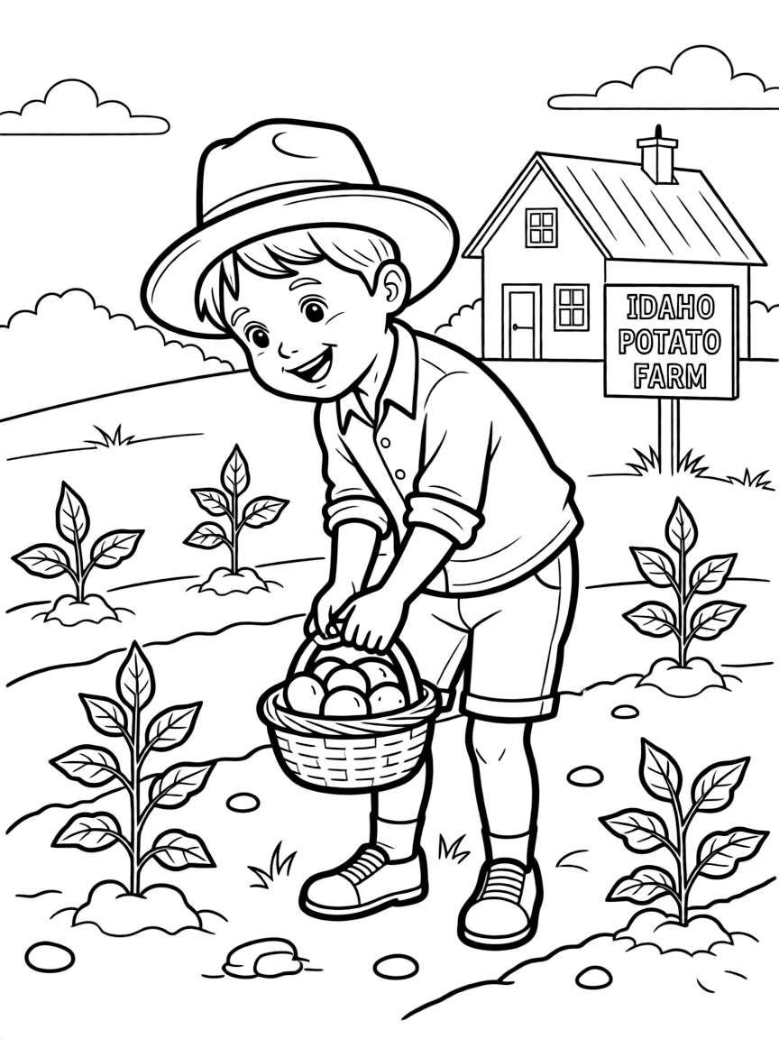 (Idaho) A child picking potatoes on a farm