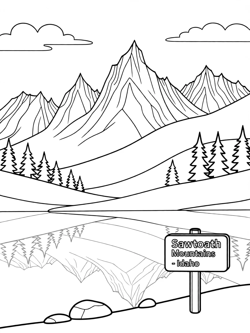 (Idaho) A scenic view of the Sawtooth Mountains