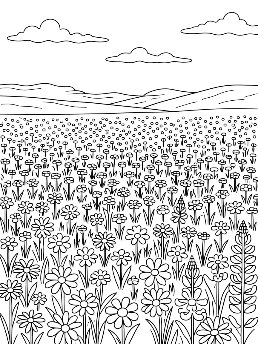 (Idaho) A field of blooming wildflowers in Idaho