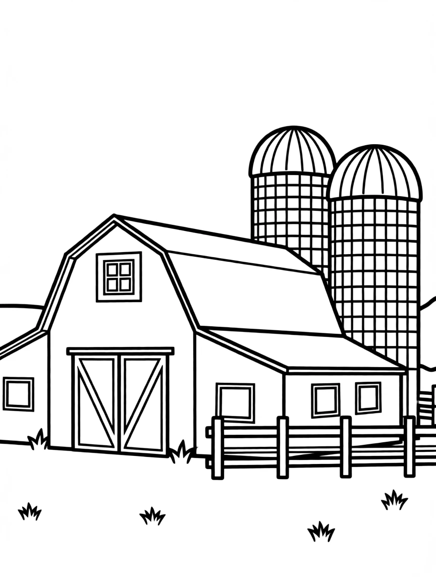 (Idaho) A barn with silos in rural Idaho