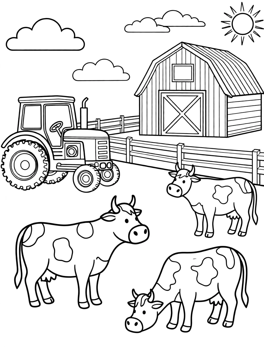 (Idaho) A farm with cows and tractors in Idaho