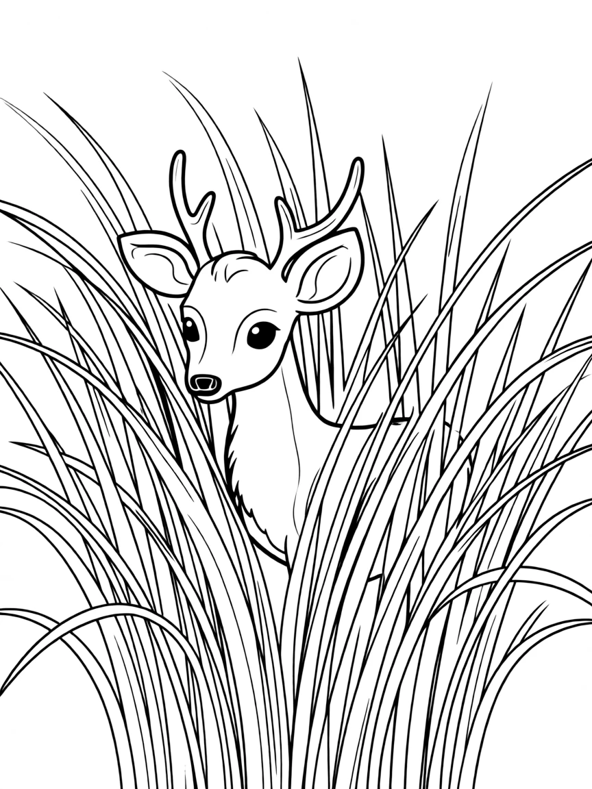 (Idaho) A deer peeking out from tall grass