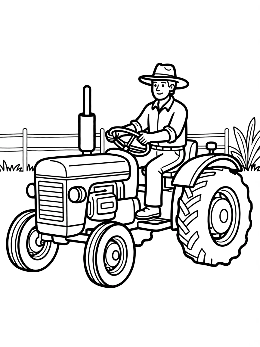 (Idaho) An Idaho farmer driving a red tractor