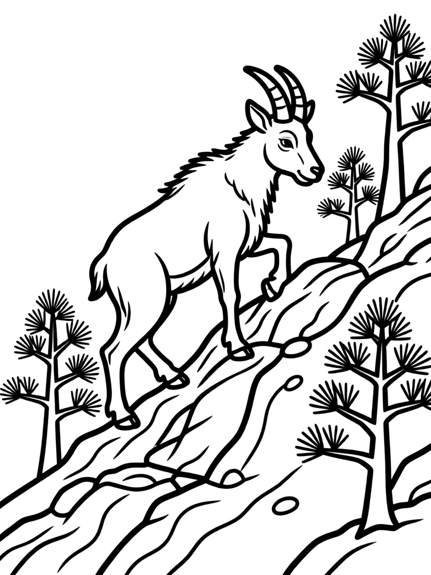 (Idaho) A mountain goat climbing rocks