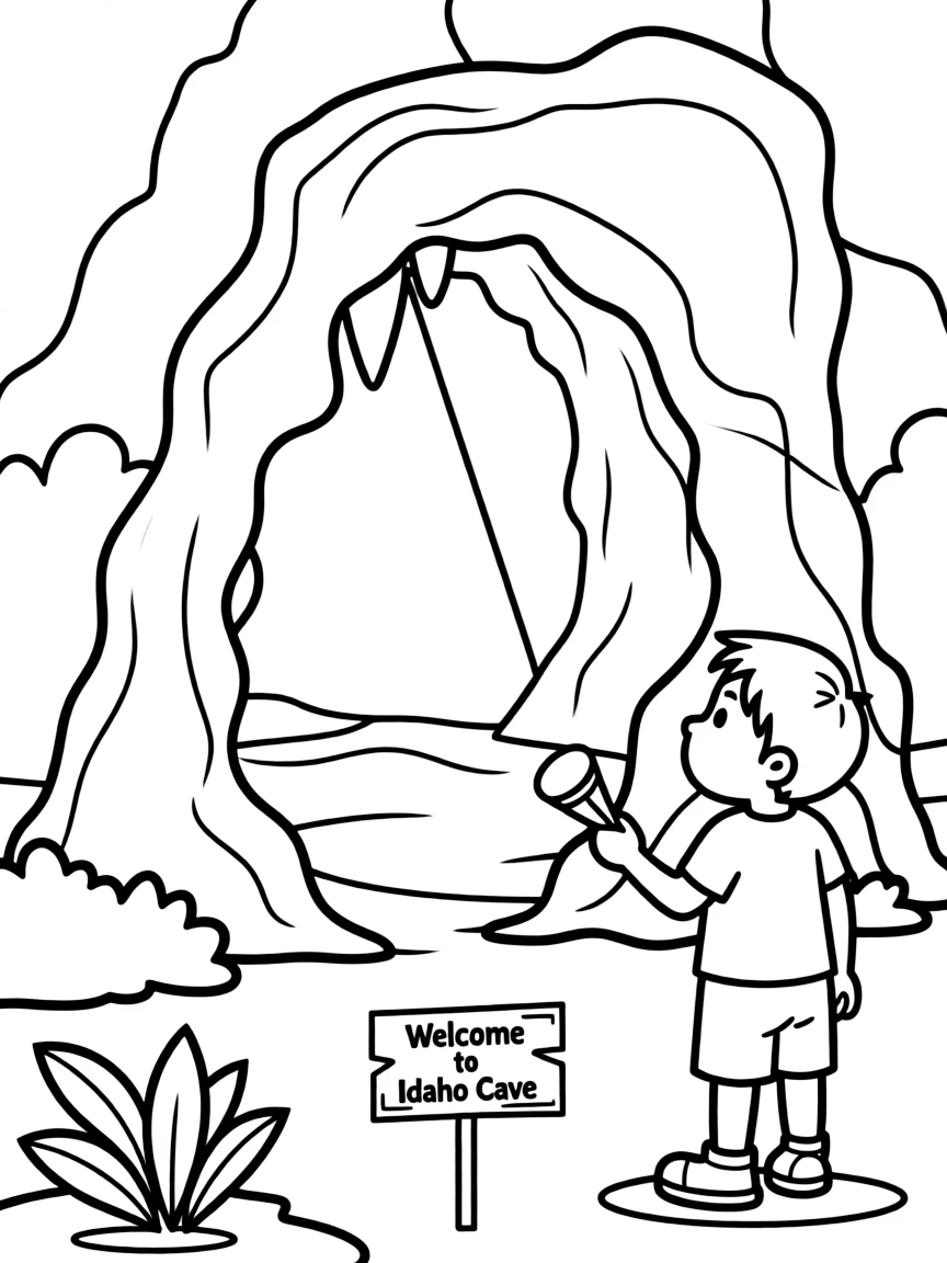 (Idaho) A child exploring a cave in Idaho