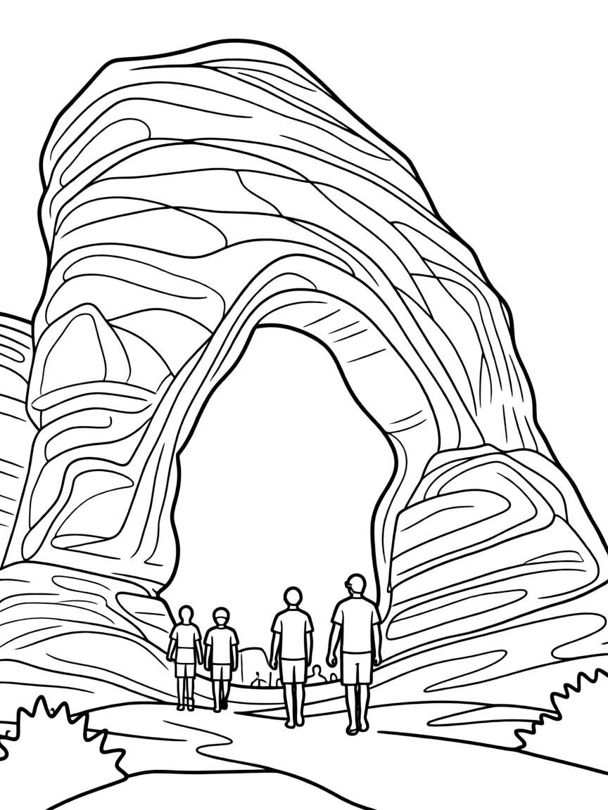 (Virginia) The Natural Bridge rock formation with people walking underneath