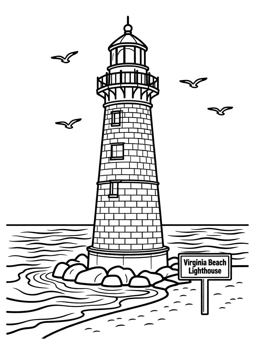 (Virginia) Virginia Beach lighthouse standing tall on the shore