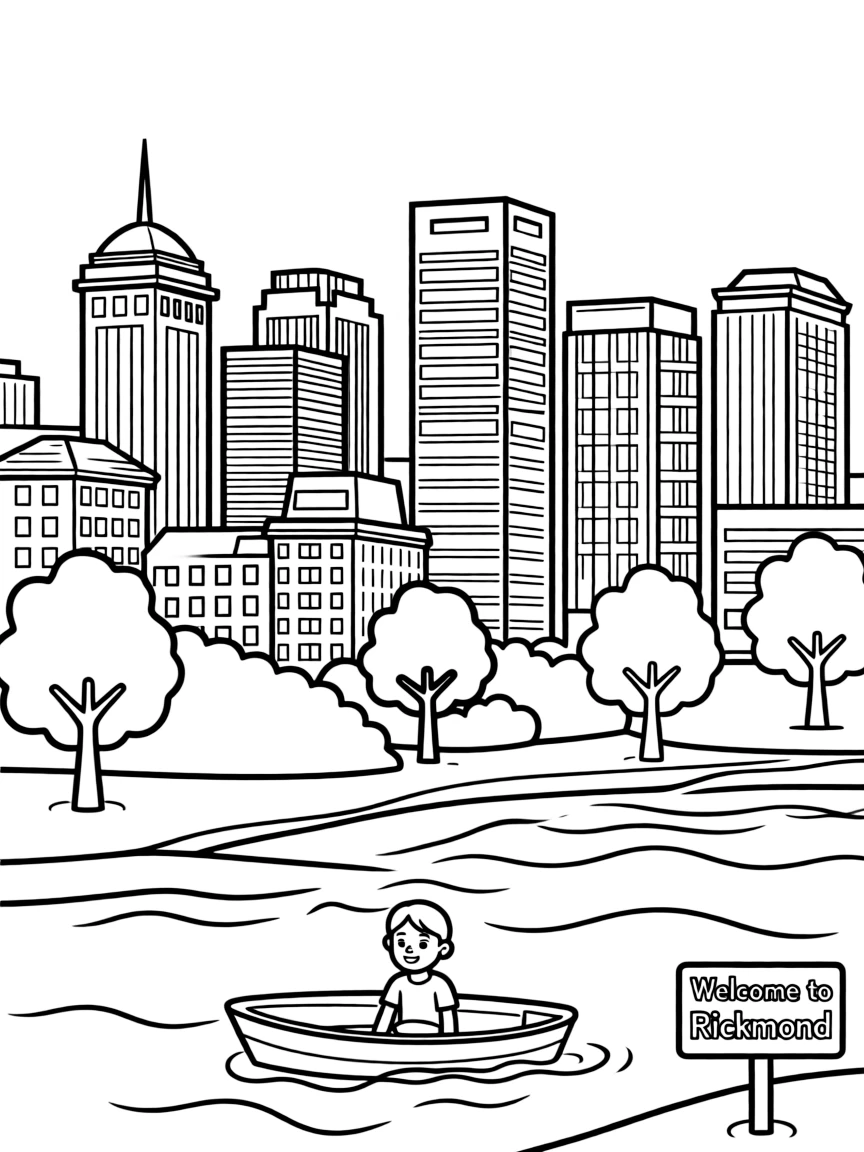 (Virginia) Richmond's skyline with the James River flowing through