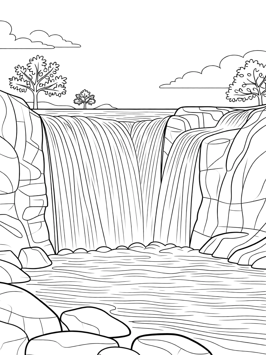 (Virginia) Great Falls Park with rushing waterfalls and rocky cliffs