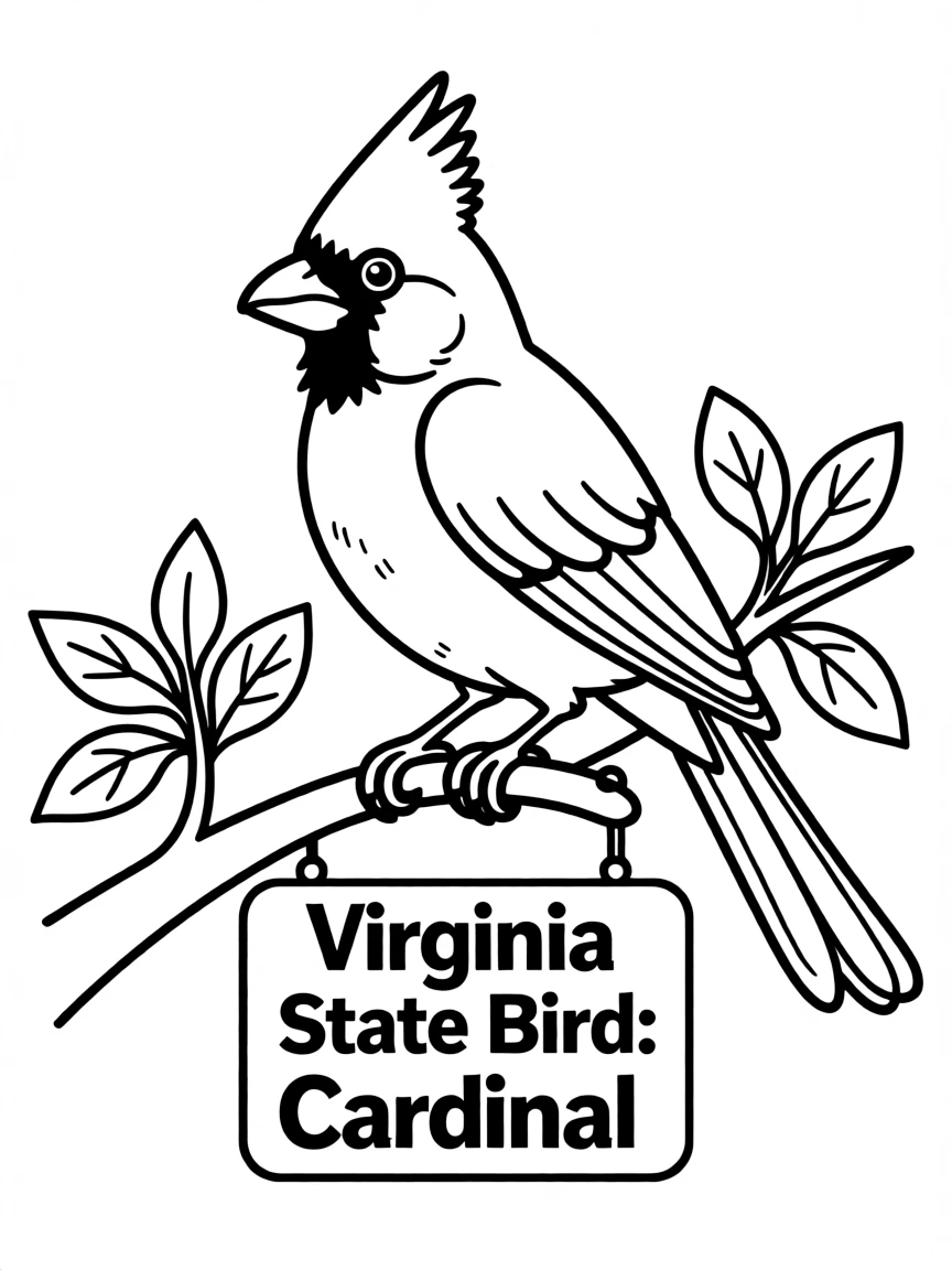 (Virginia) Virginia's state bird, the Cardinal, perched on a branch