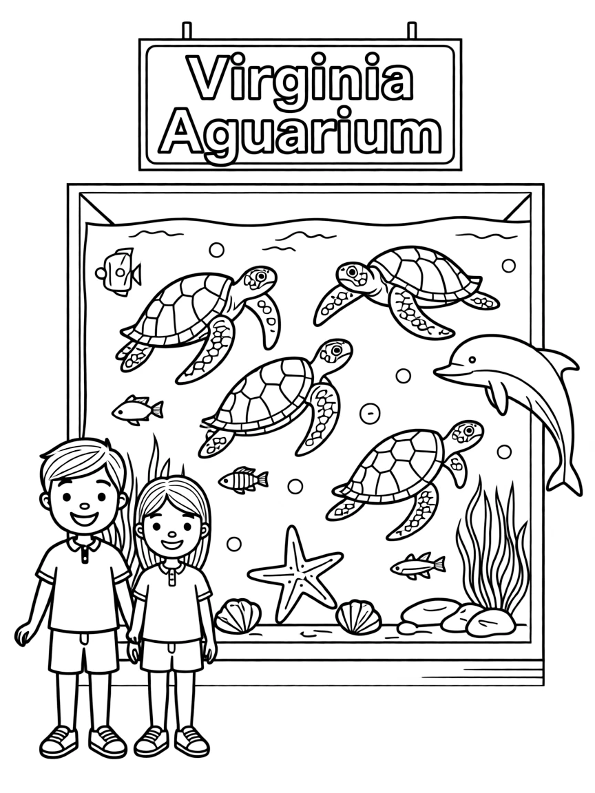 (Virginia) The Virginia Aquarium with sea turtles and marine life