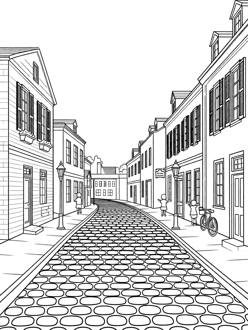 (Virginia) Old Town Alexandria with cobblestone streets and historic buildings