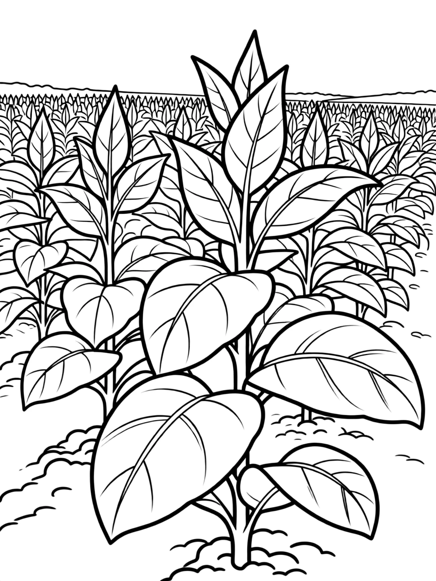 (Virginia) Tobacco fields with large green leaves