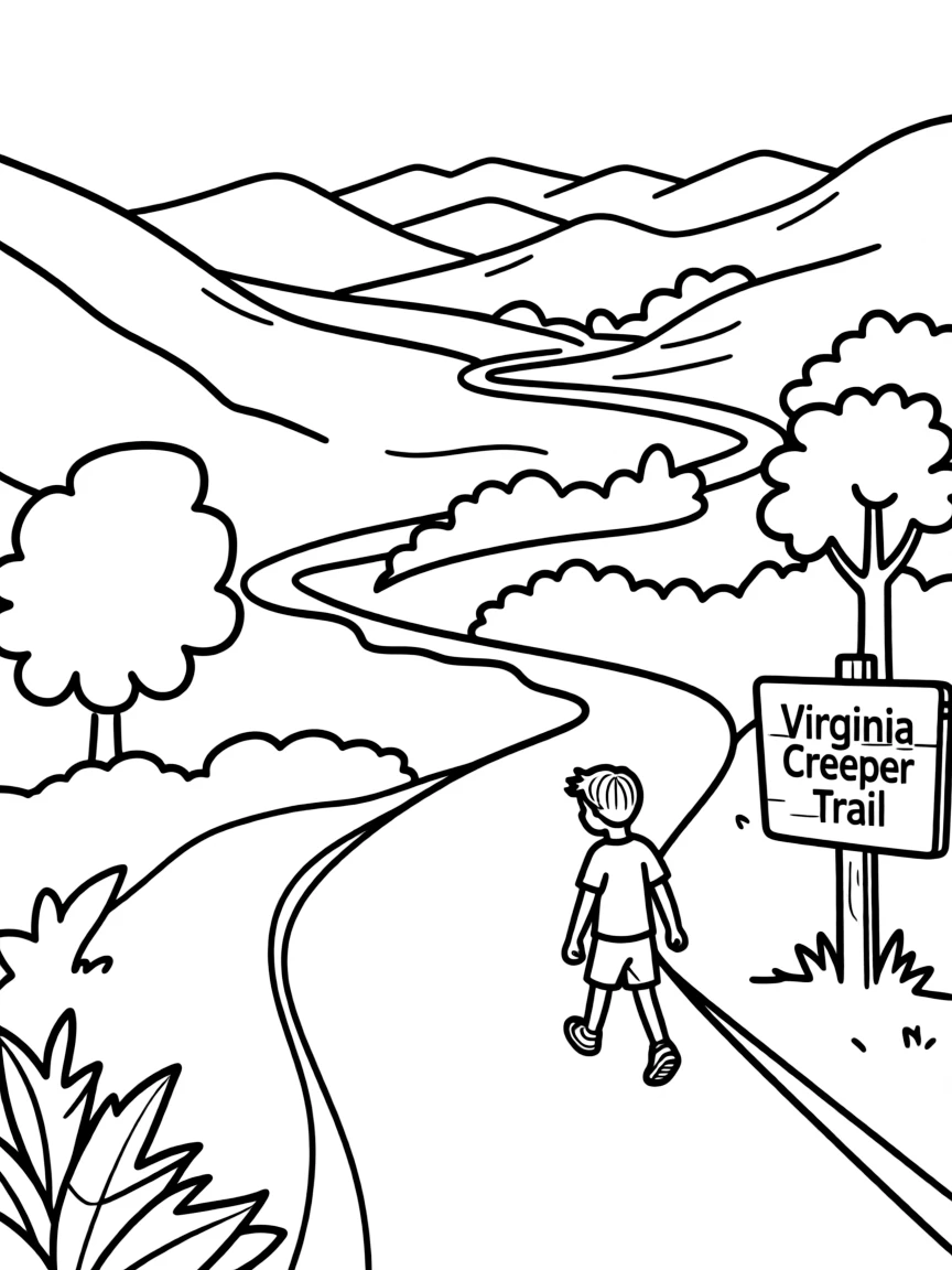 (Virginia) The Virginia Creeper Trail winding through mountains