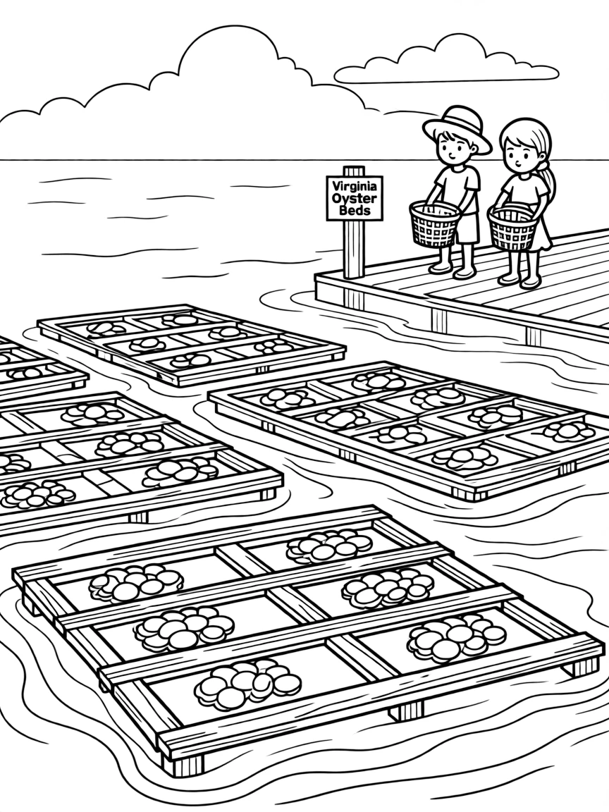 (Virginia) Virginia oyster beds in the bay