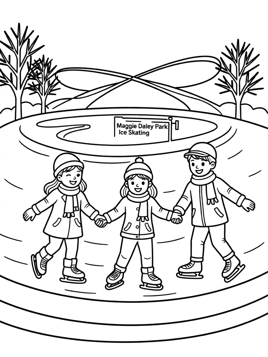 (Illinois) Children ice skating at Maggie Daley Park
