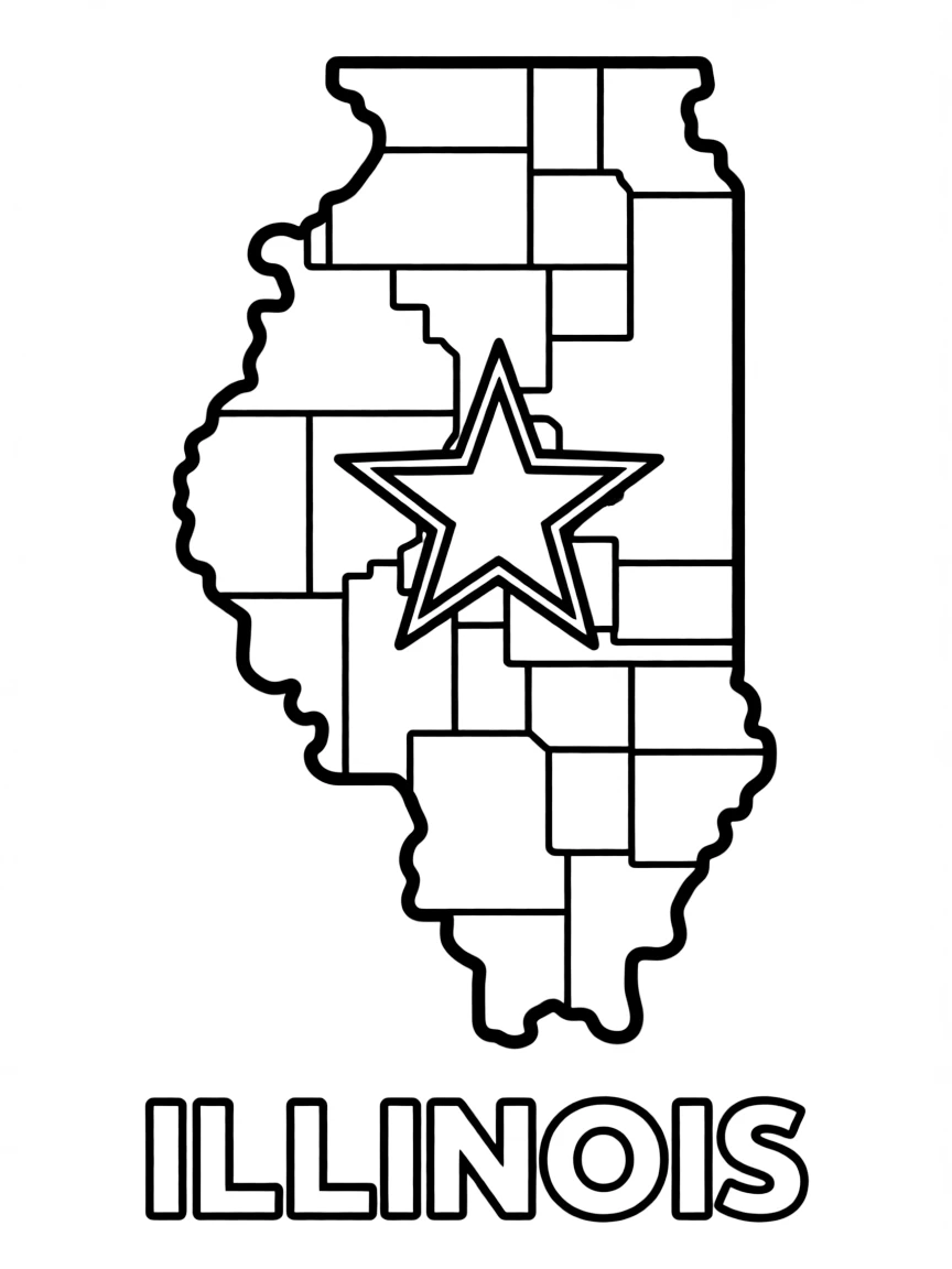 (Illinois) A map of Illinois with a star on Springfield