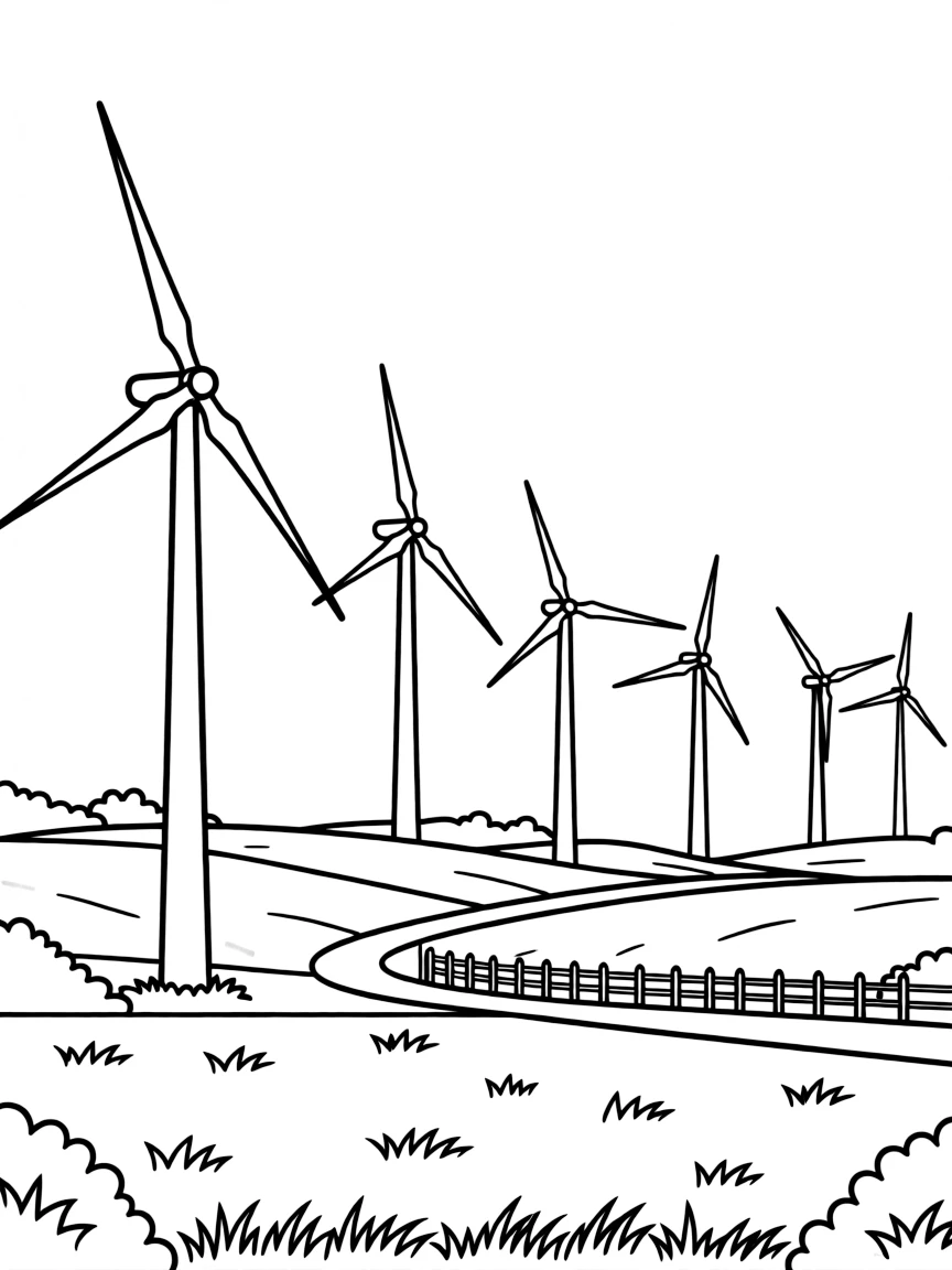(Illinois) A row of wind turbines in rural Illinois