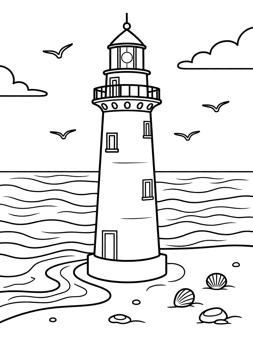 (Illinois) A lighthouse on the Lake Michigan shore