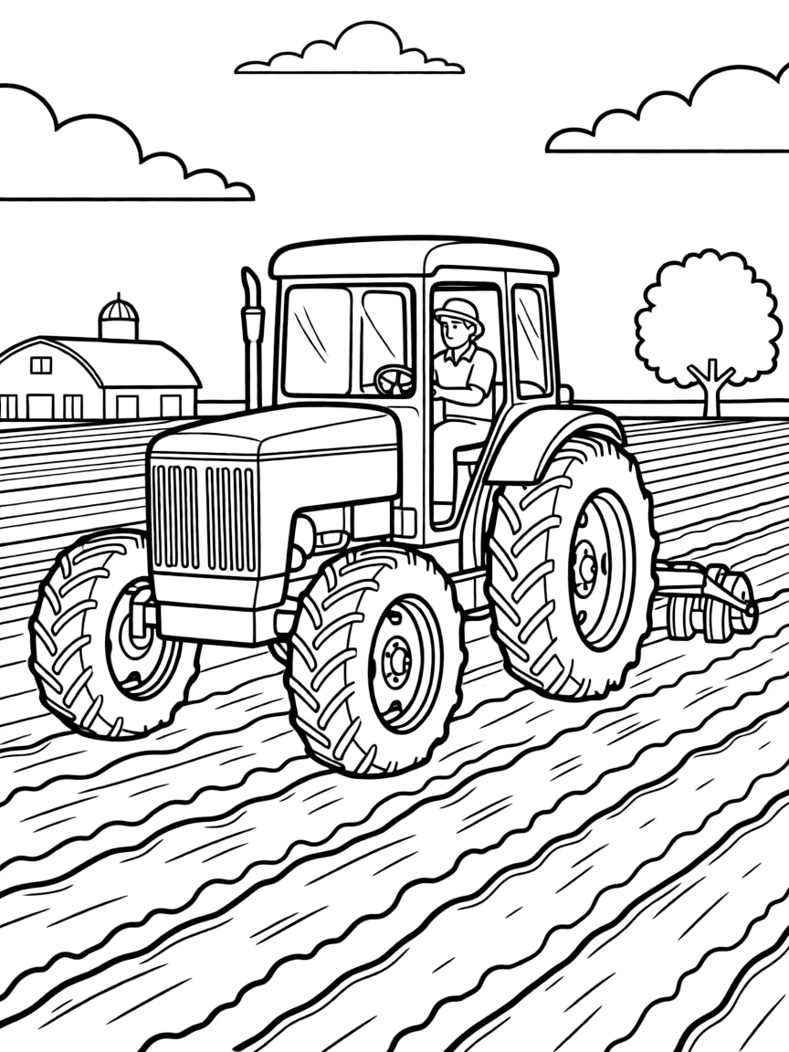 (Illinois) A tractor plowing a field