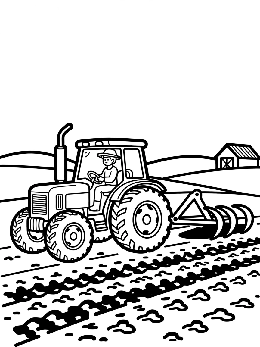 (Iowa) A tractor pulling a plow through a field