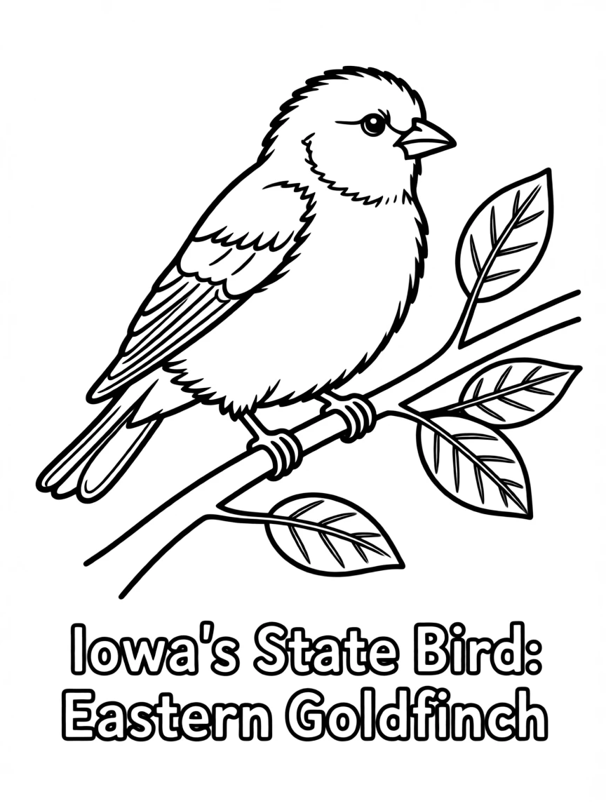 (Iowa) Iowa's state bird, the Eastern Goldfinch, perched on a branch