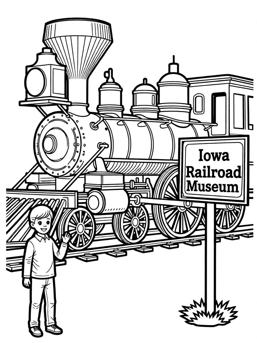 (Iowa) A steam locomotive at the Iowa Railroad Museum