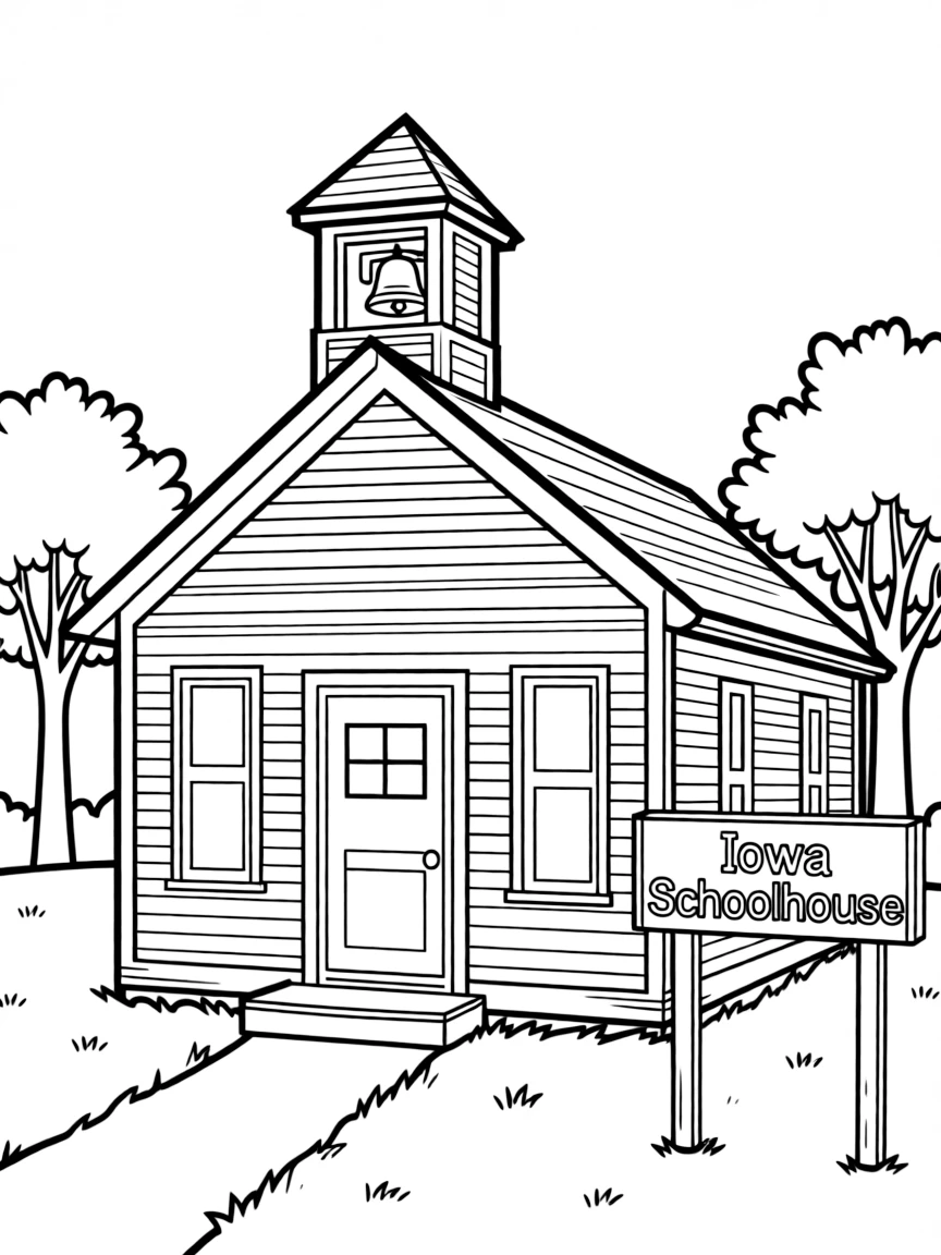 (Iowa) A rural Iowa schoolhouse with a bell tower
